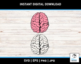 Brain Silhouette PNG: gedetailleerd geestontwerp voor denkers, creatieven - digitale download voor prints, ambachten, educatieve projecten