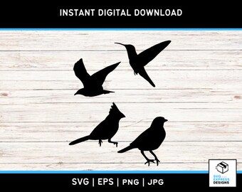Vogels silhouet SVG: vliegende, neergestreken vogel gesneden bestanden (digitale download)