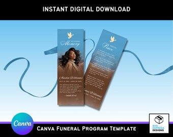 Elegantes Beerdigungs-Lesezeichen: Braun & Gold-Gedenk-Andenken (2.75" x 8" Printable Canva Template)