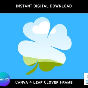 Plantilla de marco de trébol de 4 hojas de Canva, plantilla de Canva editable del día de San Patricio, marco de fotos de Canva DIY, maqueta de Canva navideña