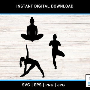 Yoga Silhouette Women SVG: Peaceful Poses Collection for Zen Enthusiasts, Instructors - Digital Download SVG & PNG