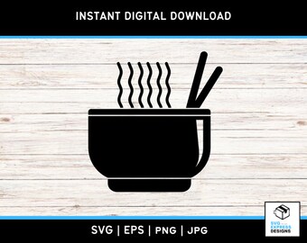Ramen Bowl SVG: noedels silhouet voor Cricut, silhouet (directe download)