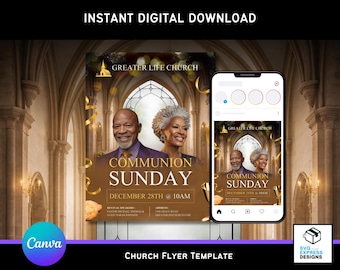 Communion Sunday Flyer Template | Editable Canva Design (digital ...