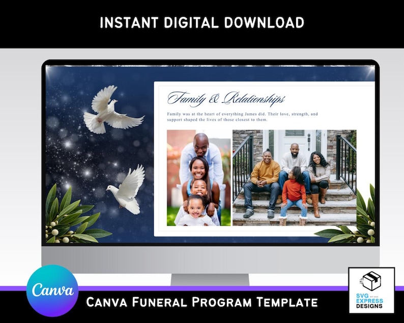 Funeral Program Particles Blue & Silver Particles Funeral Slideshow Template: 10-slide Memorial ...