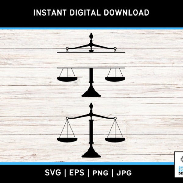 Justice Scales SVG: Legal Monogram Clipart, Law Firm Decor, Lawyer Gift - Digital Download for Cricut, Silhouette, Vector Files