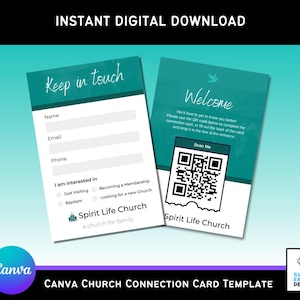 Teal Church Connection Card Template | Canva Editable (4x6 in)