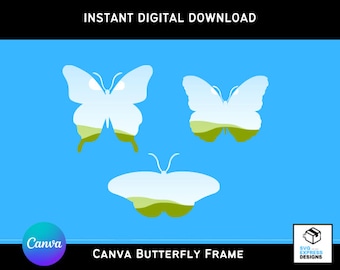 Butterfly Frame Template for Canva – Photo Mockups (Instant Download)