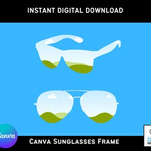 Canva zonnebril frame sjabloon, bewerkbare Drag and Drop Aviator Bril Design, Cool Shades PNG voor DIY Shirt, Instant Download