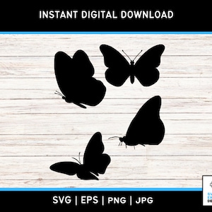 Vlinder SVG, elegant insectensilhouet, natuurvlinders ontwerp, vlinders clipart, SVG voor Cricut, afdrukbare PNG, Instant Download