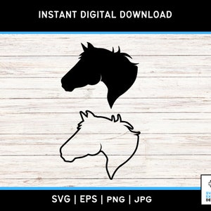 Silhouette de tête de cheval PNG : Clipart équin élégant pour travaux manuels, décoration - téléchargement numérique SVG