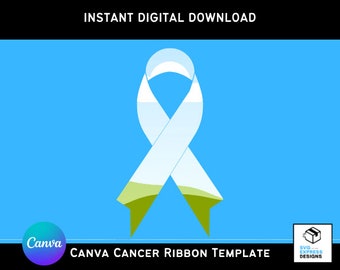 Canva Cancer Ribbon Template, Editable Awareness Ribbon Design, Customizable Canva Ribbon, Instant Download - Cancer Support Art