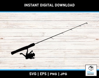 Fishing Rod SVG, Fisherman Silhouette Clipart (Digital Download)