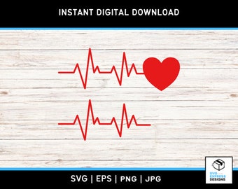 Hartslaglijn SVG, ECG-ECG-vectorafbeeldingen (digitale download)