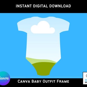 Modèles de cadre pour tenue de bébé Canva, modèle grenouillère modifiable, modèle photo personnalisé, maquette Canva, cadre modifiable - téléchargement immédiat