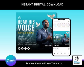 Prophetic Revival Church Flyer | Editable Canva Template