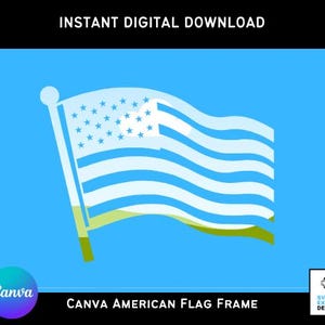 Canva American Flag Silhouette Template, Custom Patriotic Frame, DIY Canva Design, Canva Photo Frame, Drag & Drop Template, Canva Craft