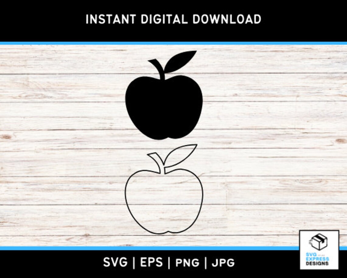 Apple Silhouette Svg: Apple Outline for Teacher's Delight - Digital ...