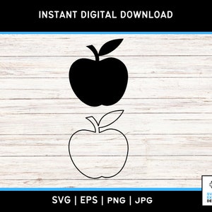 Apple Silhouette Svg: Apple Outline for Teacher&#39;s Delight - Descarga digital para Cricut, Cortar archivos, Regreso a la escuela, Decoración del aula.