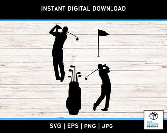 Golfer Silhouettes SVG, Golf Clipart Bundle, Digital Download Golf Swing Poses, SVG & PNG, Golf Lover Gift, Cricut, Vinyl Decal