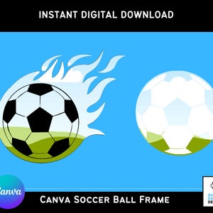 Fußball Rahmen Vorlage für Canva - Bearbeitbare Designs, anpassbare Fotorahmen, Canva Mockups - Sofort Download