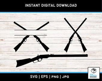 Rifle Silhouette Clipart: Crossed Rifle PNG, SVG (Digital Download)