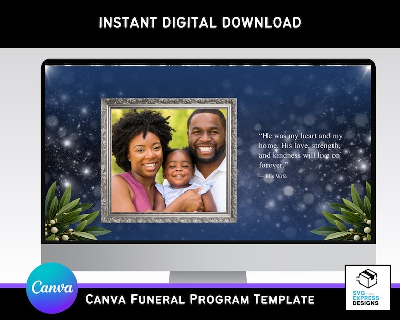 Blue & Silver Particles Funeral Slideshow Template: 10-slide Memorial ...