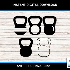 Kettlebell SVG, Weights Clipart, Gym Fitness SVG, Workout Silhouette, Kettlebell Cut Files, Silhouette Files, Fitness SVG Bundle