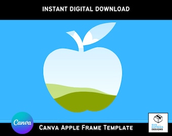Canva Apple Frame Template, Editable Fruit Design, Custom Canva Photo, Canva MockUp, Editable Canva Frame, Instant Download