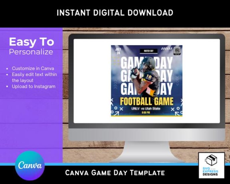 Game Day Canva Flyer Template, Canva Template for Football Game - Easy ...