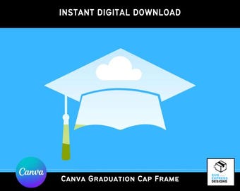 Canva 卒業式用キャップフレームテンプレート、編集可能な写真デザイン（すぐにダウンロード可能）