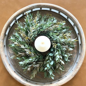 Greenery Candle Ring Wreath, greenery centerpiece, Year round table decor, wedding table decor, hostess gift, housewarming gift, mini wreath