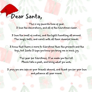 Lista de deseos navideños con la carta de Papá Noel