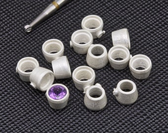 4mm round Bezel setting - 100% recycled sterling silver or gold - collet gemstone mount for jewellery making