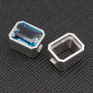 8x6mm Octagon Sterling Silver Bezel Setting: Raw Casting Gemstone Mount