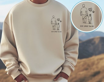 Papa Pullover personalisiert mit Name der Tochter, Vatertagsgeschenk minimalistisch, Geschenk für papa von tochter, Vatertag geschenk papa