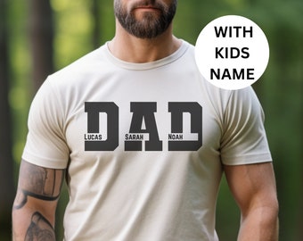 Personalisiertes Vatertagsgeschenk - Papa tshirt mit Namen der Kinder, minimalistisch, Papa Geschenk,Vatertag geschenk papa, Dad T-shirt