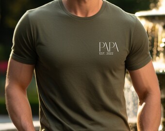 Jahreszahl Papa T-shirt, Vatertagsgeschenk personalisiert, T-shirt minimalistisch, geschenkideen Vatertag geschenk papa