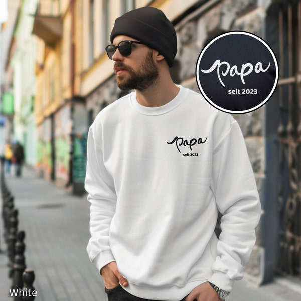 Personalisiertes Papa Sweatshirt mit Jahreszahl, Vatertagsgeschenk minimalistisch, besonderes geschenk für Vater,Du wirst papa,Geschenk Papa