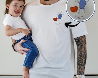 Personalisiertes Vatertag Geschenk Vater Shirt Personalisiert Cooles Papashirt T Shirt Mit Aufdruck Kinderzeichnung Geschenk Für Papa