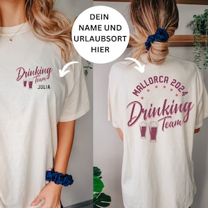 名前入りユニセックスドリンクTシャツ、グループ用Tシャツ、ガールズオンツアーシャツ、バラーマンの衣装、マヨルカグループTシャツ、マヨルカシャツのアイデア