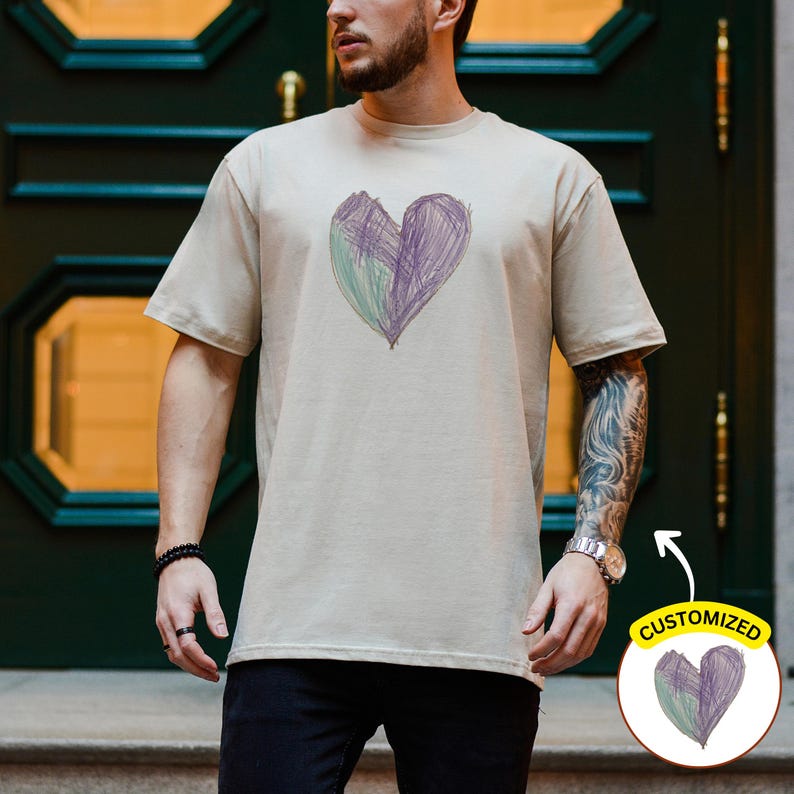 Children's drawing Tshirt Customized, dad tshirt xxl, papa tshirt , personalized first Father's Day gift, own artwork tshirt, gift for dad image 5