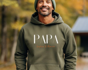 Minimalistischer Papa Hoodie mit Personalisierung, Pulli für Papa, Vatertag pullover, slim fit tshirt, vatertagsgeschenk tshirt,Hoodie dad