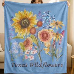 Texas Wildflowers Blanket, Bluebonnet Blanket, Soft Floral Throw, Cottagecore Home Decor, Perfect Baby Shower or Wedding Gift