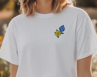 Camiseta bordada Rosa Amarilla de Texas, Sudadera Bluebonnet, Regalo para mostrar el orgullo por el estado de Texas