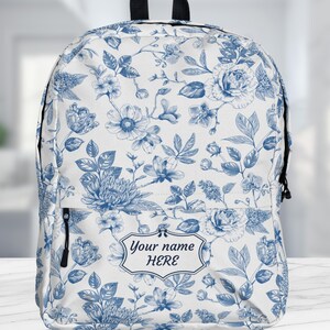 Sac à dos en toile bleue, sac à langer chinois, sac à dos avec nom personnalisé pour mamans, filles et adolescents, cadeau personnalisé pour baby shower