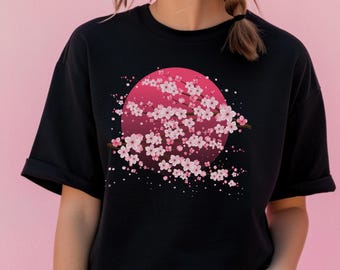 Camiseta de flor de cerezo, ropa estética japonesa, camiseta de árbol de Sakura