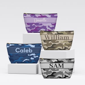 Personalized Camo Makeup Bag – Travel Toiletry Bag, Custom Zip Pouch, Pencil Case, Tech Organizer for Men and Kids