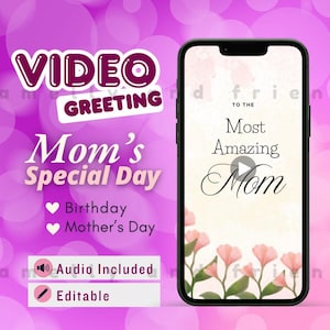Meilleur cadeau pour maman, carte numérique, carte de voeux vidéo, joyeuse fête des mères, cadeau personnalisé pour elle, cadeau de fête des mères, téléchargement numérique