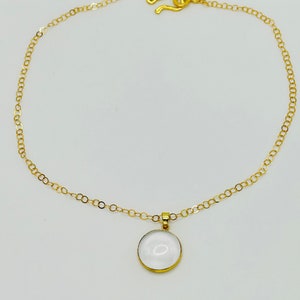 Rock Crystal Pendant on Gold Fill Chain Necklace