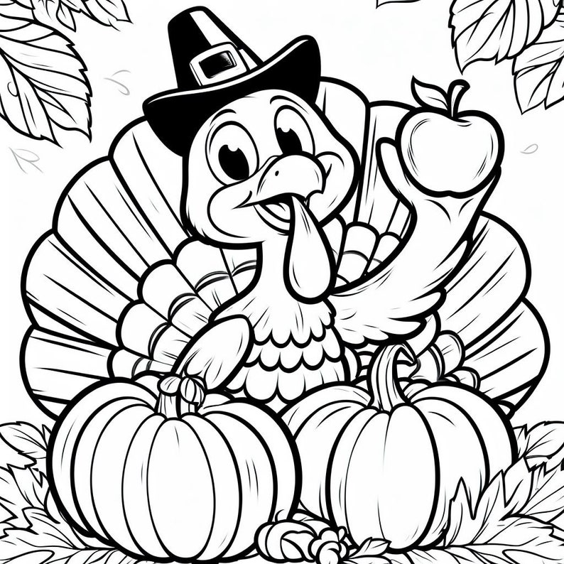 Fun Thanksgiving Coloring Pages, Black and White, Coloring Pages, Adult ...
